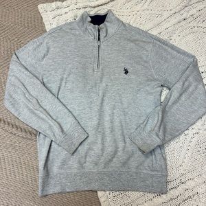 U.S. Polo Assn half zip, color light grey, size small